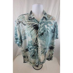 Cubavera Shirt Mens Extra Large green Floral Hawiian Island Short Sleeve XL
